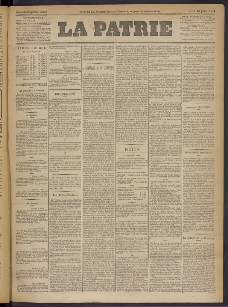 Miniatura de La Patrie del 23 de julio de 1885