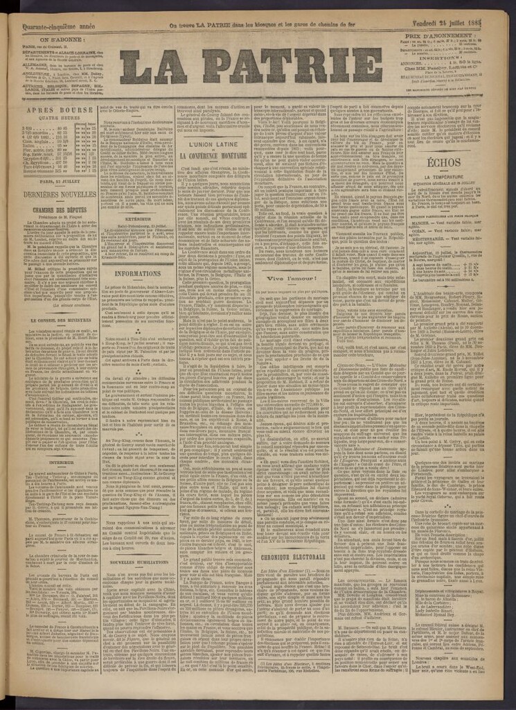 Miniatura de La Patrie del 24 de julio de 1885