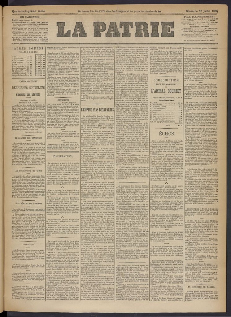 Miniatura de La Patrie del 26 de julio de 1885