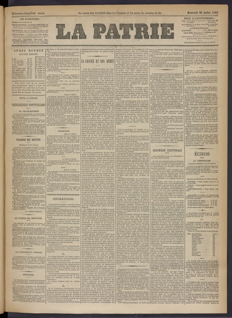Miniatura de La Patrie del 29 de julio de 1885