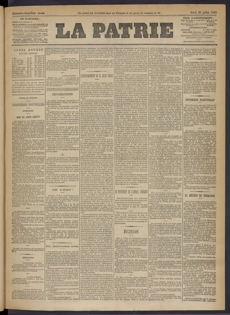 Miniatura de La Patrie del 30 de julio de 1885