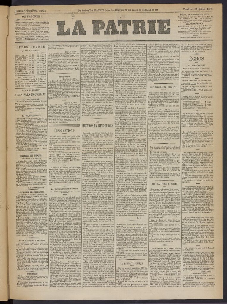 Miniatura de La Patrie del 31 de julio de 1885