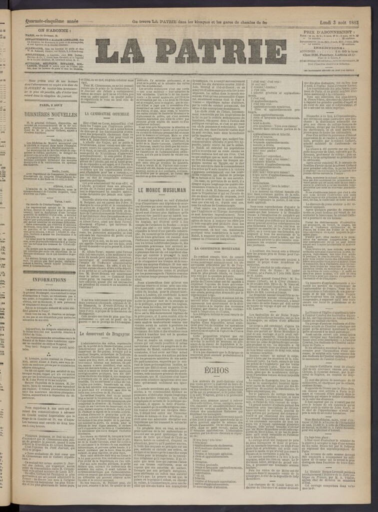 Miniatura de La Patrie del 3 de agosto de 1885