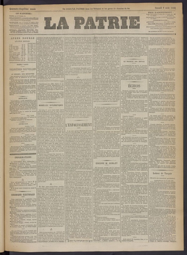 Miniatura de La Patrie del 8 de agosto de 1885