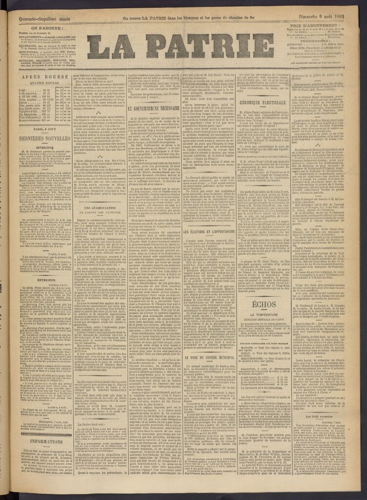 Miniatura de La Patrie del 9 de agosto de 1885