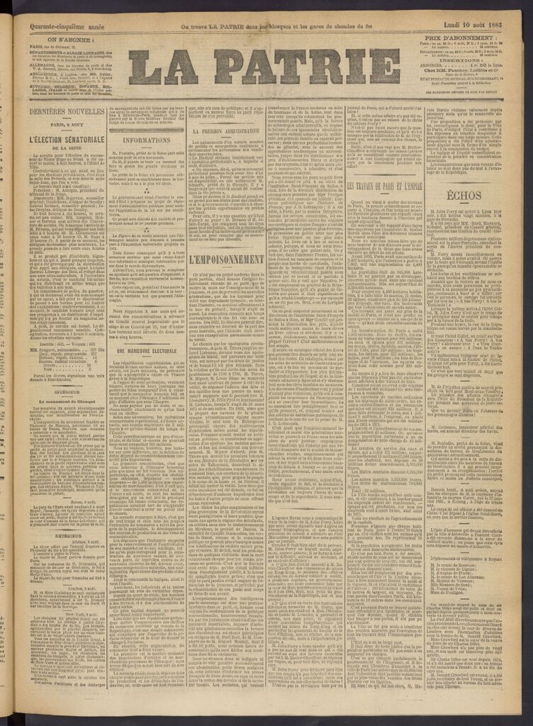 Miniatura de La Patrie del 10 de agosto de 1885