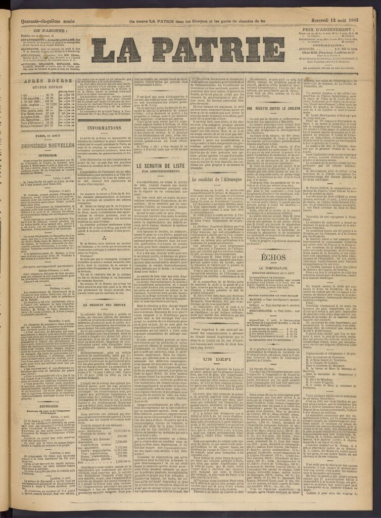 Miniatura de La Patrie del 12 de agosto de 1885