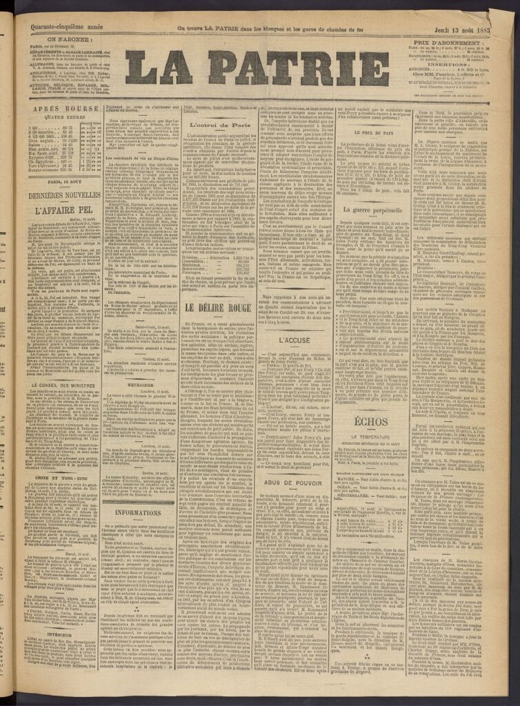 Miniatura de La Patrie del 13 de agosto de 1885
