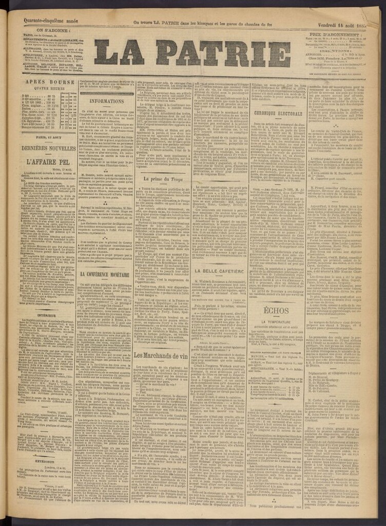 Miniatura de La Patrie del 14 de agosto de 1885