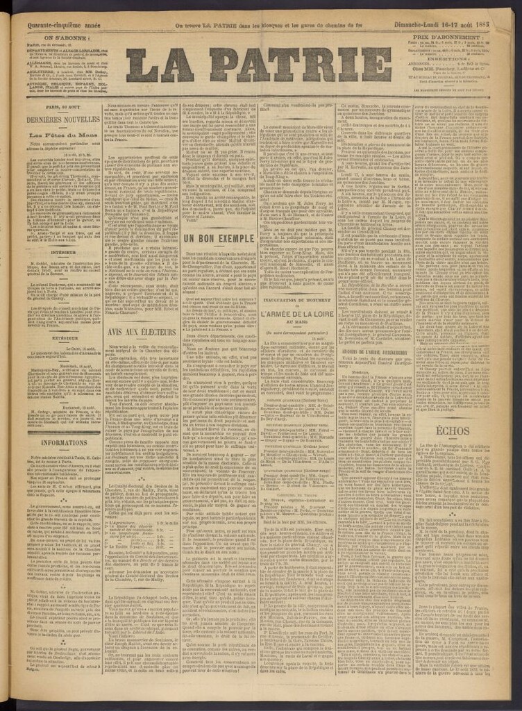 Miniatura de La Patrie del 16 y 17 de agosto de 1885