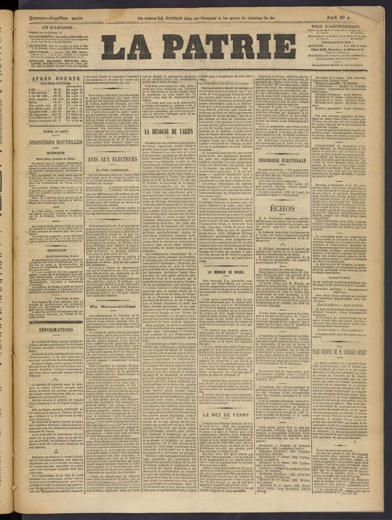 Miniatura de La Patrie del 20 de agosto de 1885