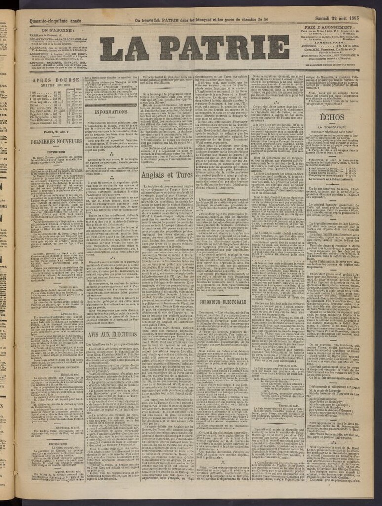 Miniatura de La Patrie del 22 de agosto de 1885