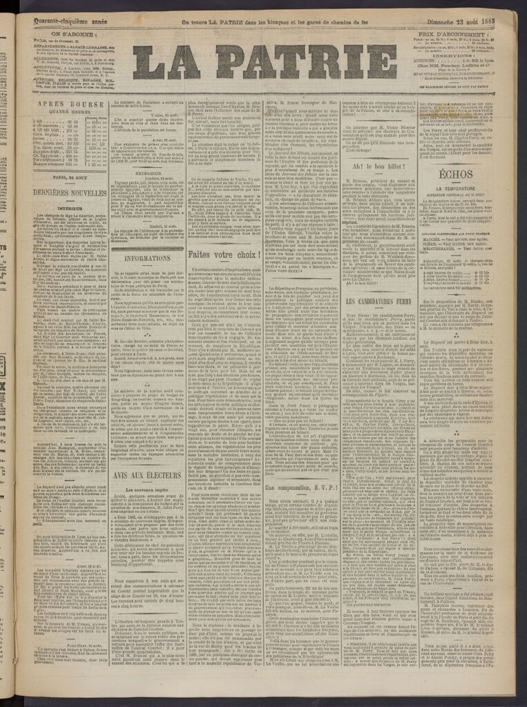Miniatura de La Patrie del 23 de agosto de 1885