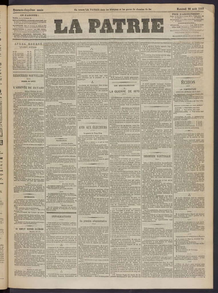 Miniatura de La Patrie del 26 de agosto de 1885