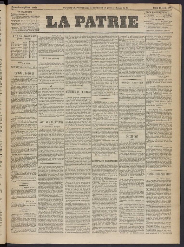 Miniatura de La Patrie del 27 de agosto de 1885
