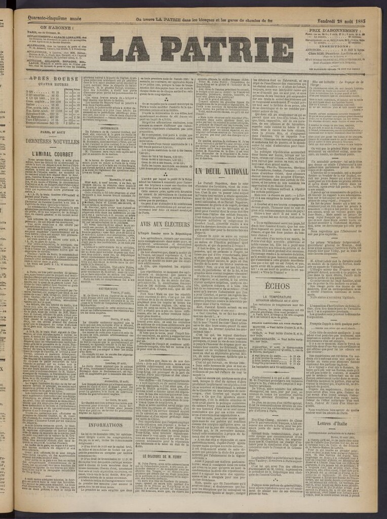 Miniatura de La Patrie del 28 de agosto de 1885