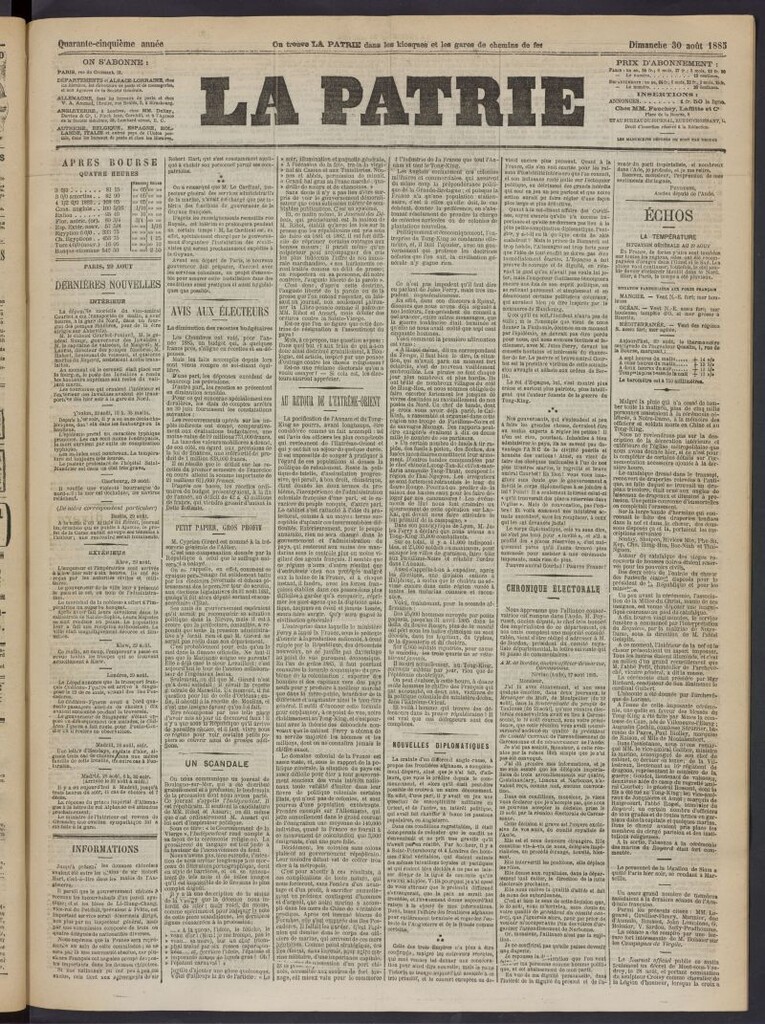 Miniatura de La Patrie del 30 de agosto de 1885