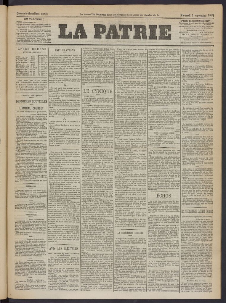 Miniatura de La Patrie del 2 de septiembre de 1885
