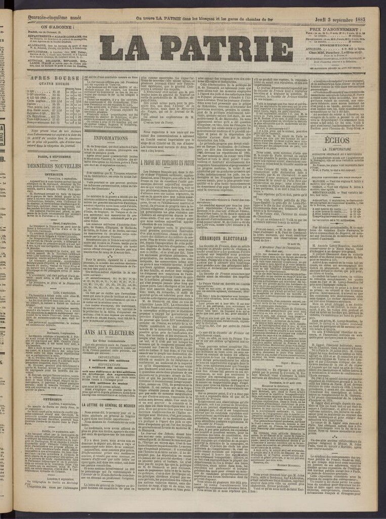 Miniatura de La Patrie del 3 de septiembre de 1885