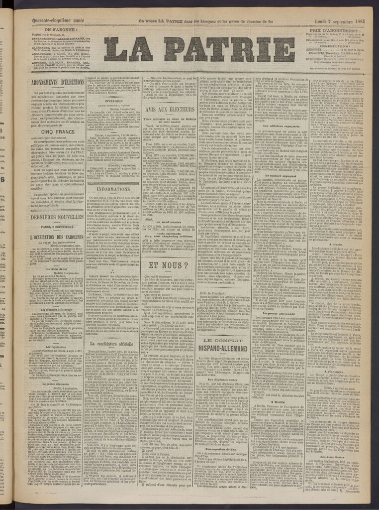 Miniatura de La Patrie del 7 de septiembre de 1885