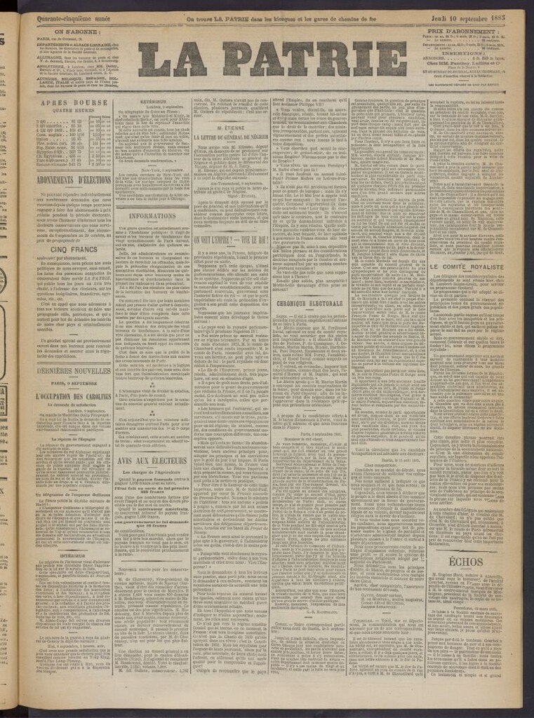 Miniatura de La Patrie del 10 de septiembre de 1885