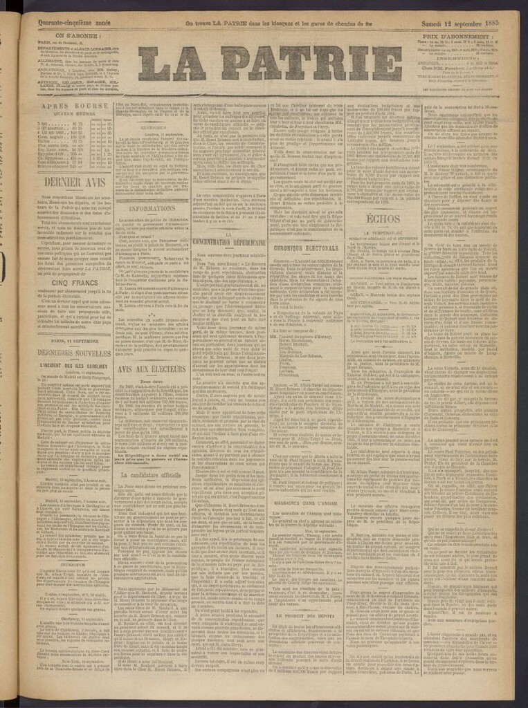 Miniatura de La Patrie del 12 de septiembre de 1885