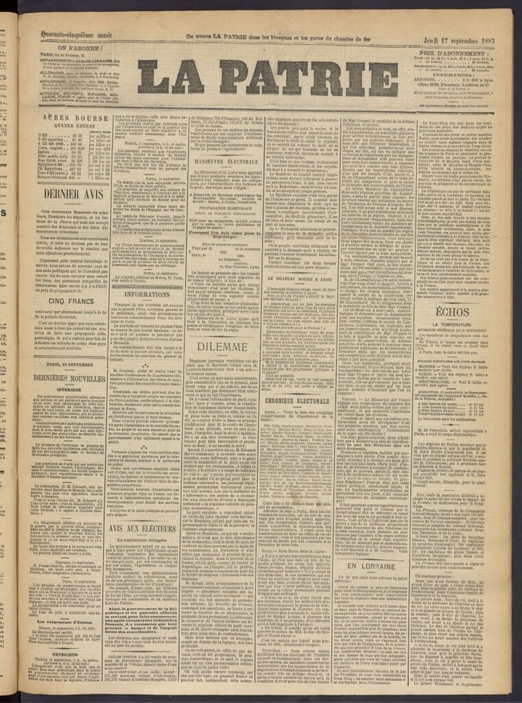 Miniatura de La Patrie del 17 de septiembre de 1885