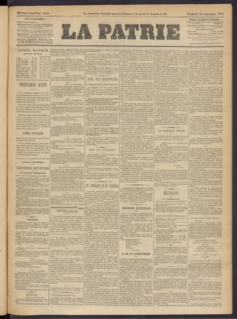 Miniatura de La Patrie del 18 de septiembre de 1885
