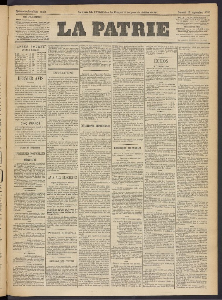 Miniatura de La Patrie del 19 de septiembre de 1885