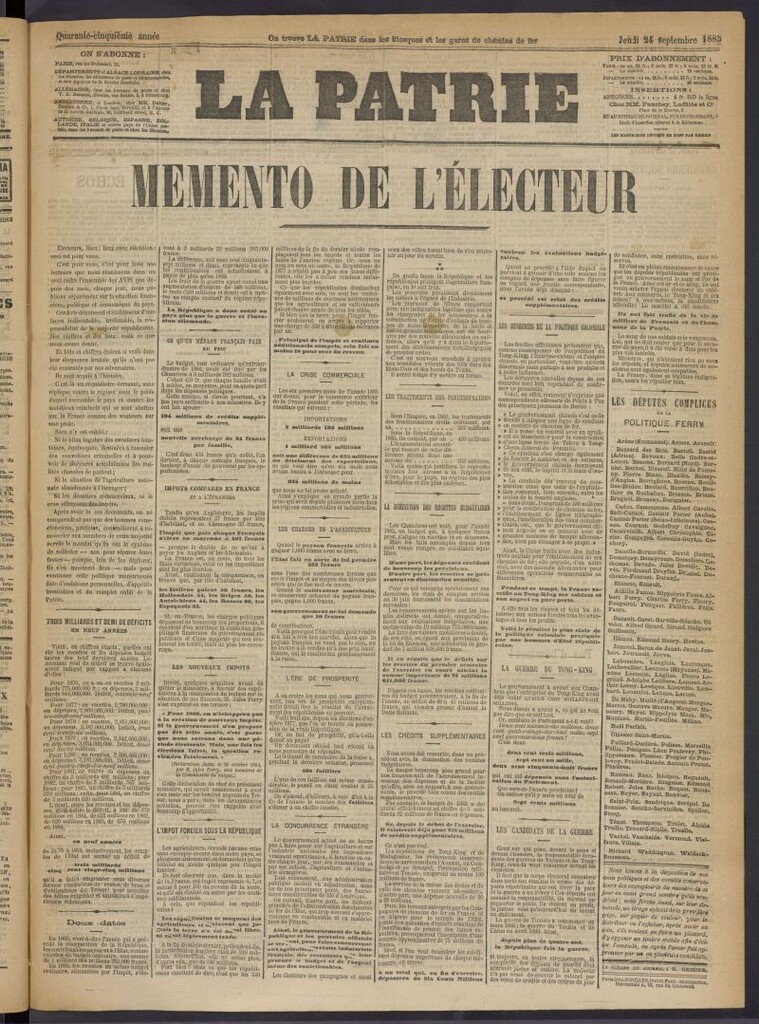 Miniatura de La Patrie del 24 de septiembre de 1885
