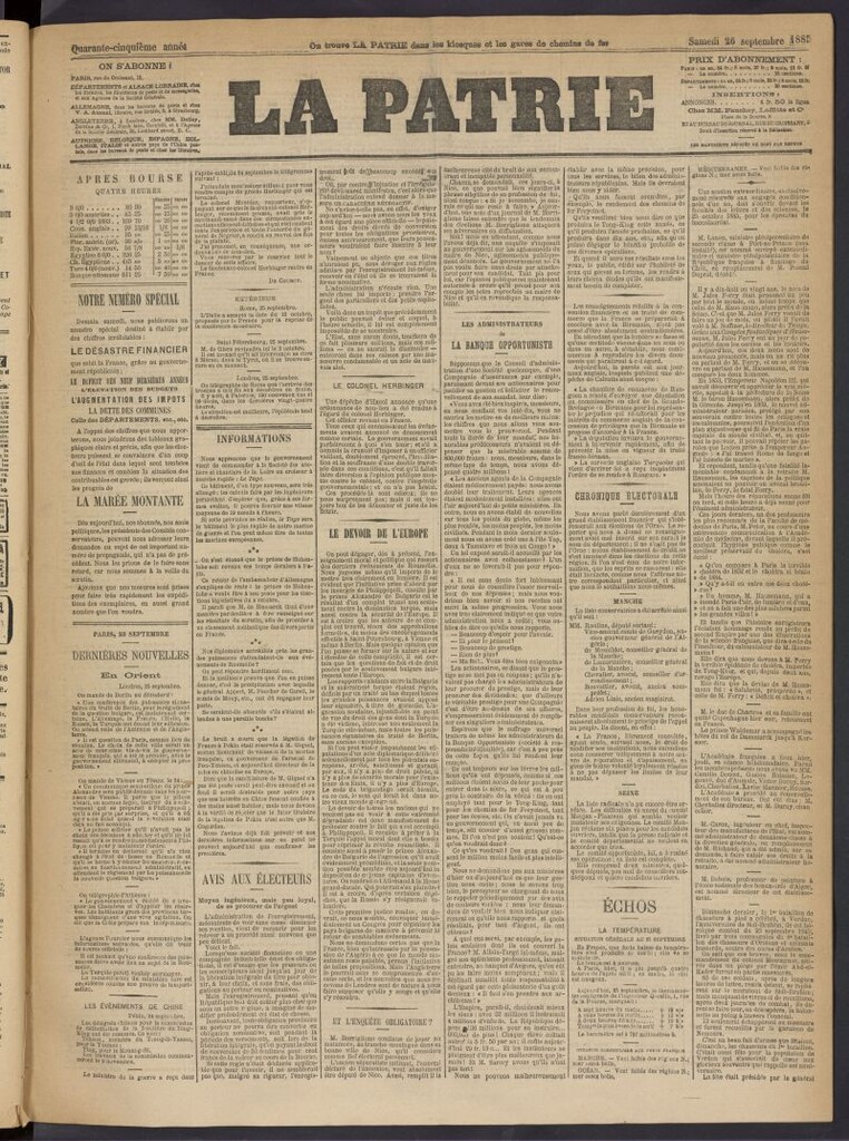 Miniatura de La Patrie del 26 de septiembre de 1885