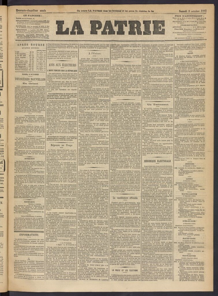Miniatura de La Patrie del 3 de octubre de 1885