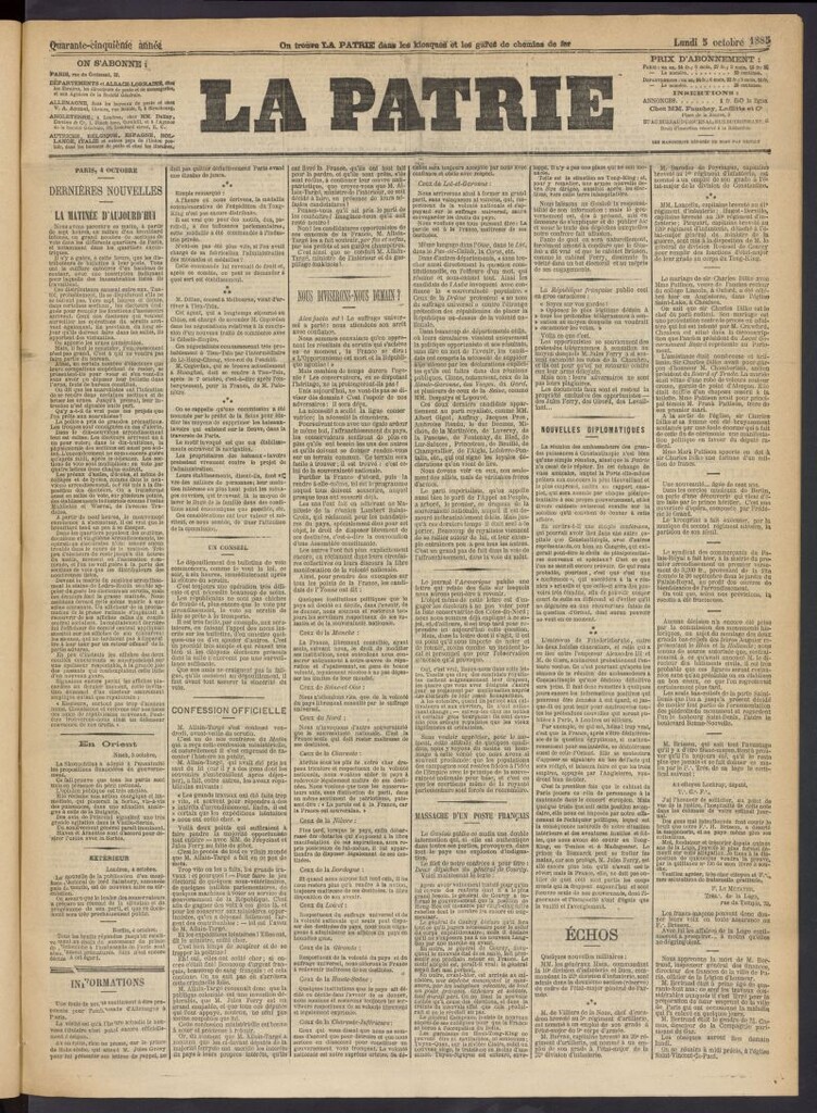 Miniatura de La Patrie del 5 de octubre de 1885