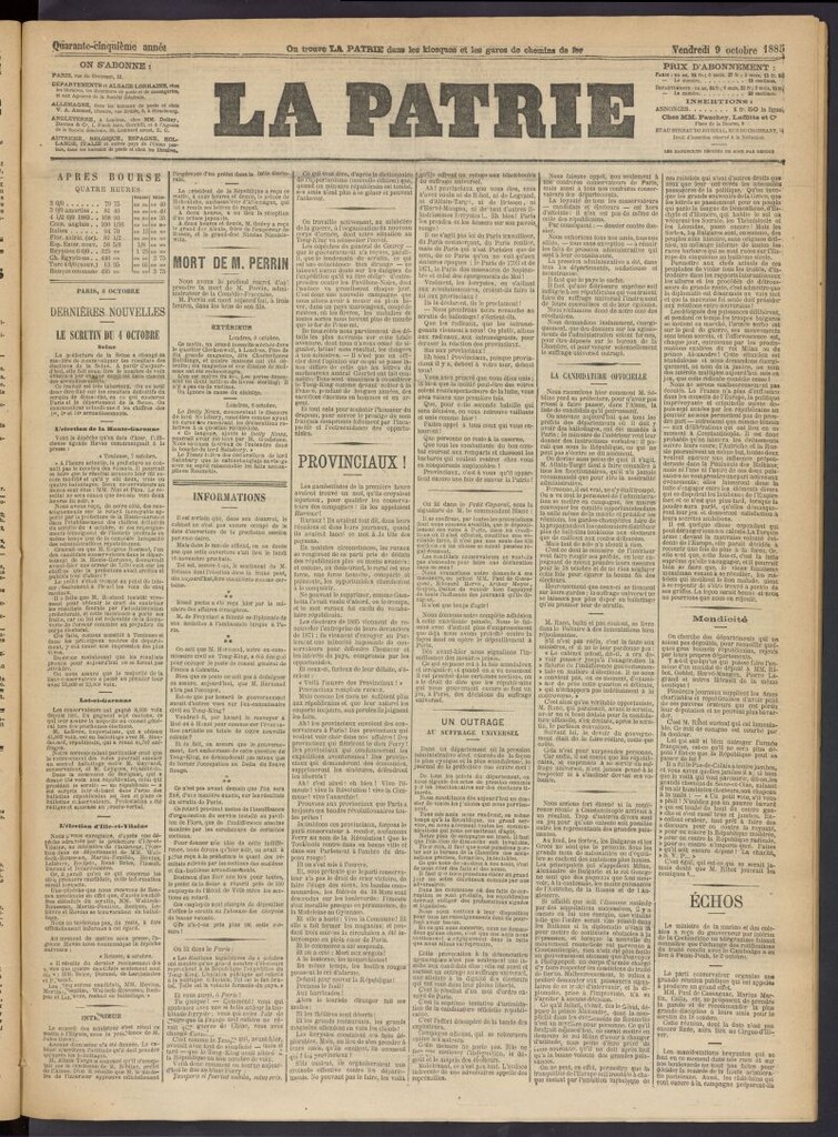 Miniatura de La Patrie del 9 de octubre de 1885