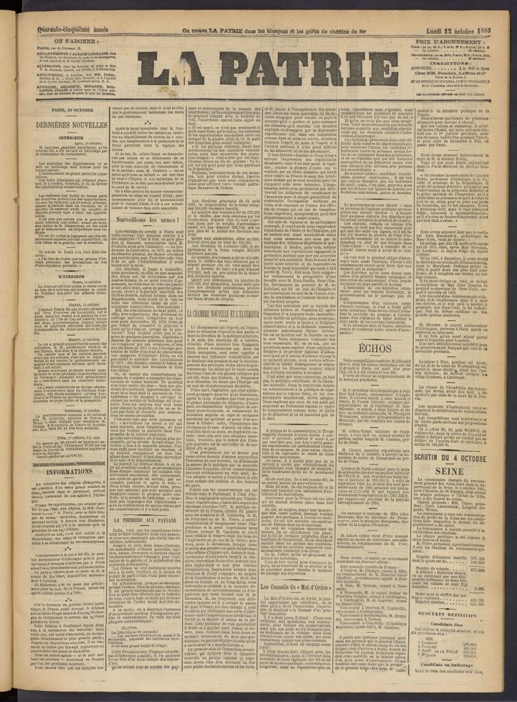 Miniatura de La Patrie del 12 de octubre de 1885