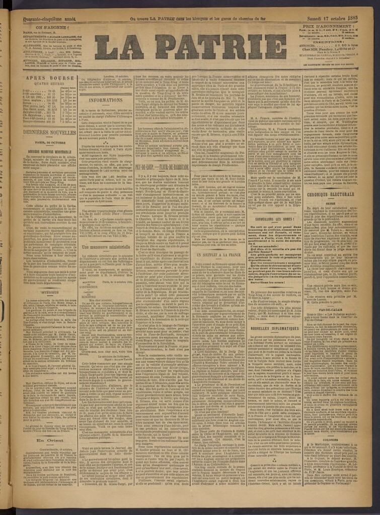 Miniatura de La Patrie del 17 de octubre de 1885