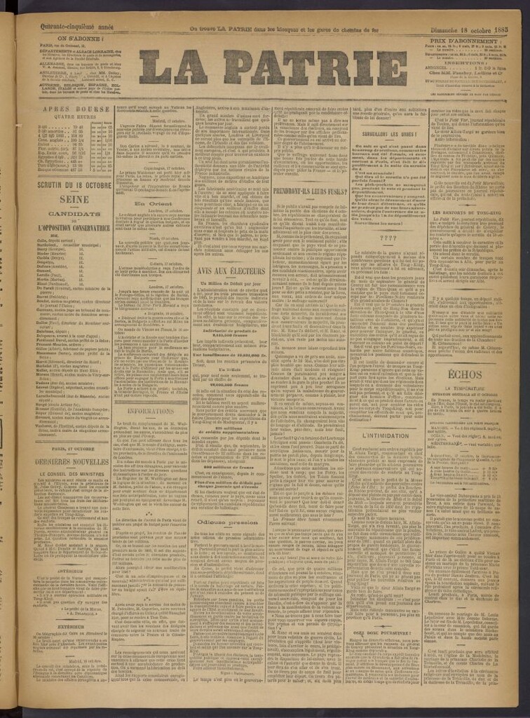Miniatura de La Patrie del 18 de octubre de 1885