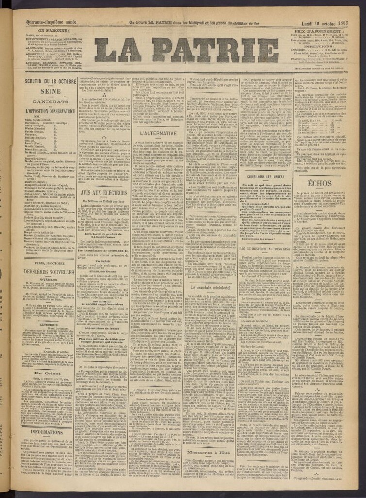 Miniatura de La Patrie del 19 de octubre de 1885