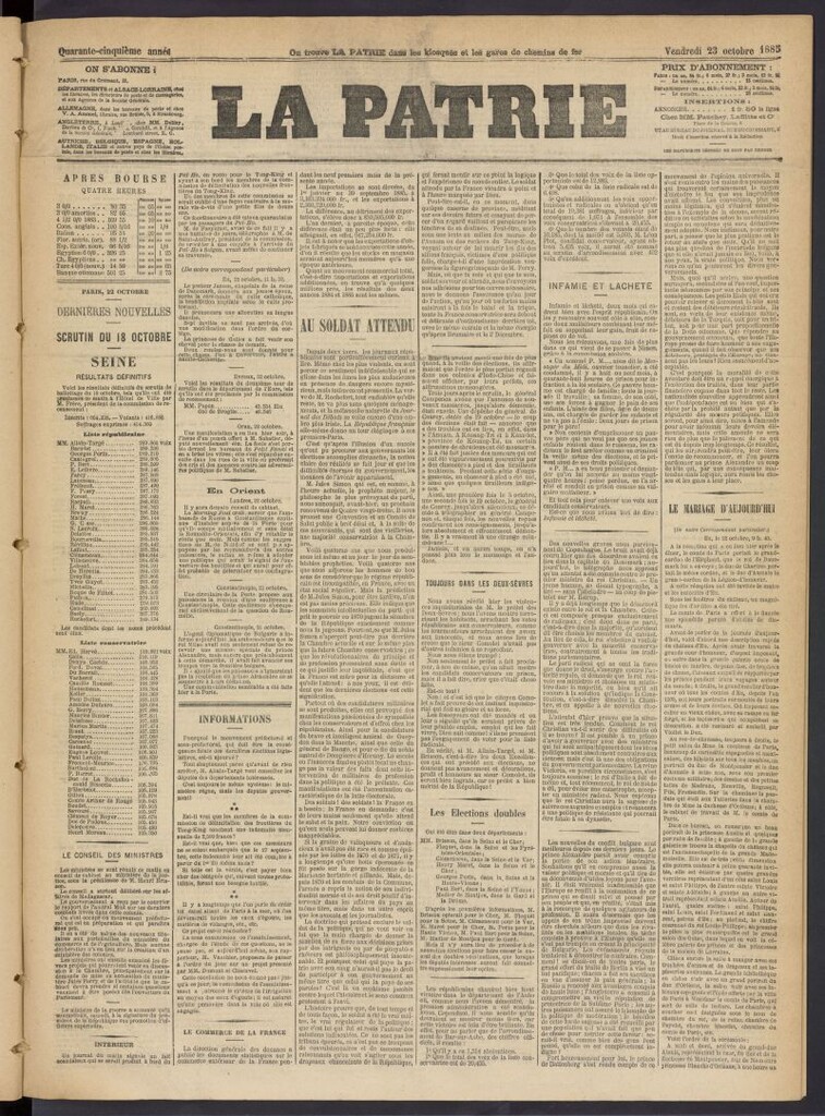 Miniatura de La Patrie del 23 de octubre de 1885