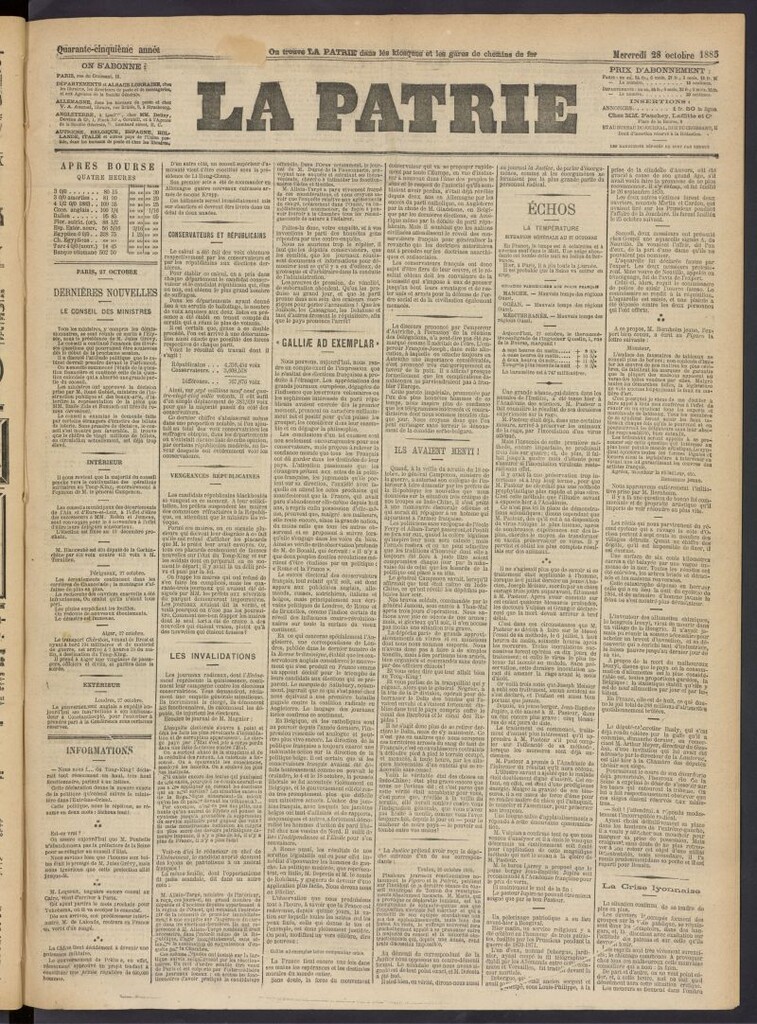 Miniatura de La Patrie del 28 de octubre de 1885
