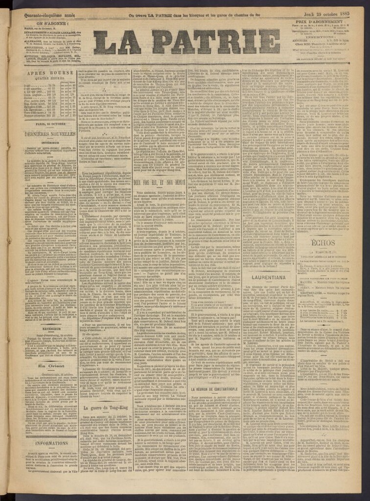 Miniatura de La Patrie del 29 de octubre de 1885