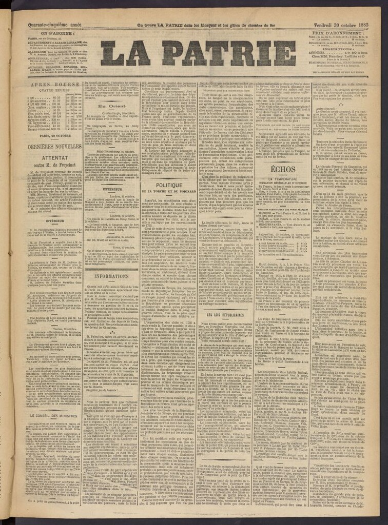 Miniatura de La Patrie del 30 de octubre de 1885