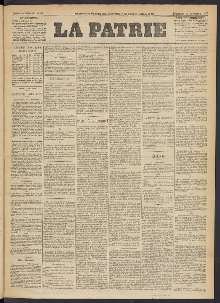 Miniatura de La Patrie del 1 de noviembre de 1885