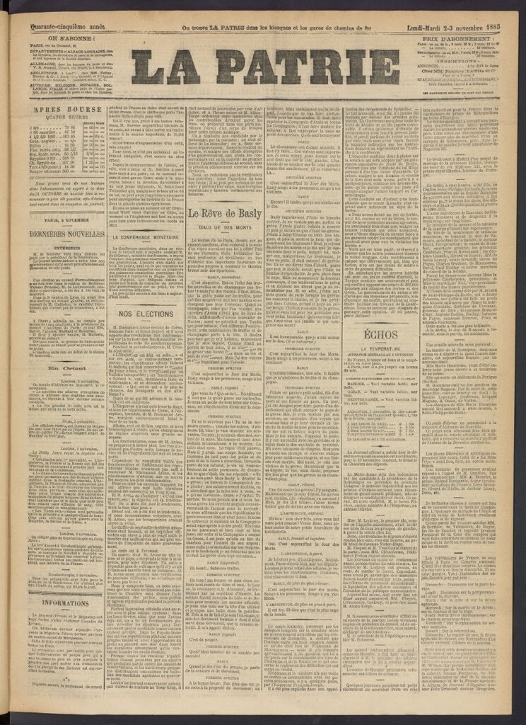 Miniatura de La Patrie del 2 y 3 de noviembre de 1885