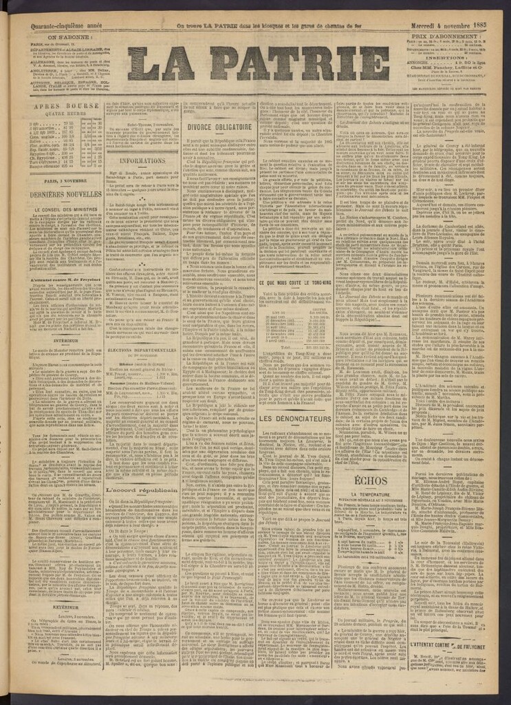 Miniatura de La Patrie del 4 de noviembre de 1885