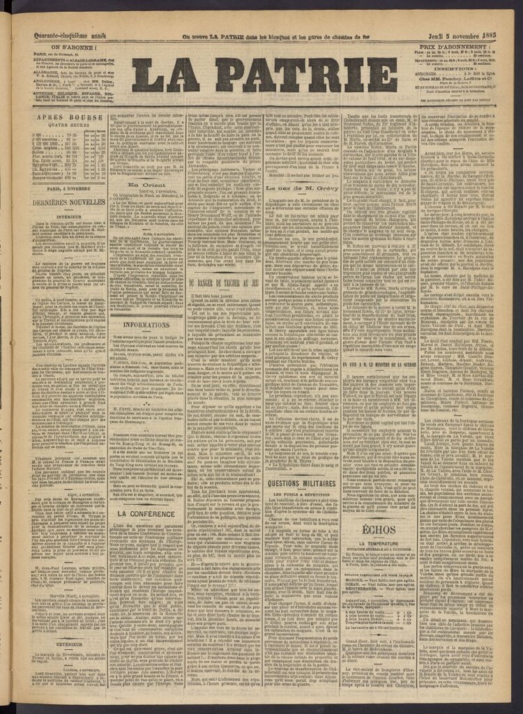 Miniatura de La Patrie del 5 de noviembre de 1885