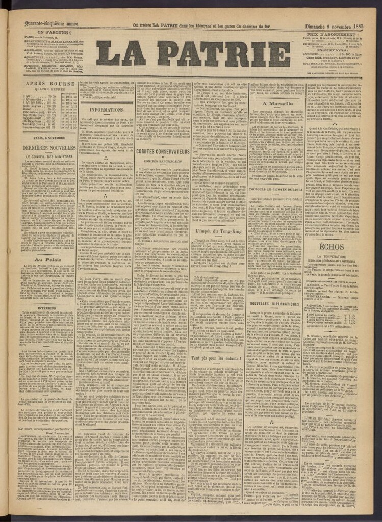 Miniatura de La Patrie del 8 de noviembre de 1885
