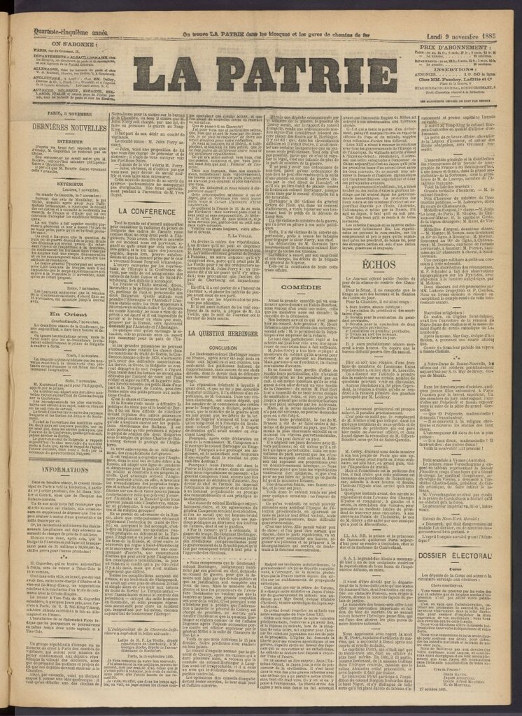 Miniatura de La Patrie del 9 de noviembre de 1885