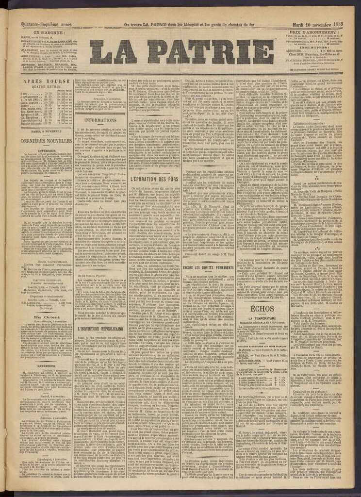 Miniatura de La Patrie del 10 de noviembre de 1885