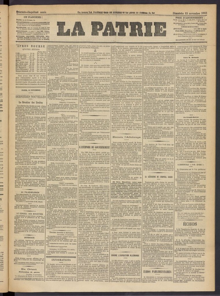 Miniatura de La Patrie del 15 de noviembre de 1885
